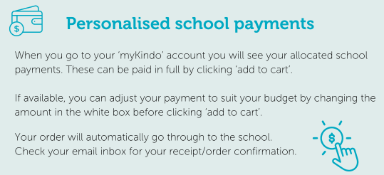 Shopping cart and checkout flow in myKindo